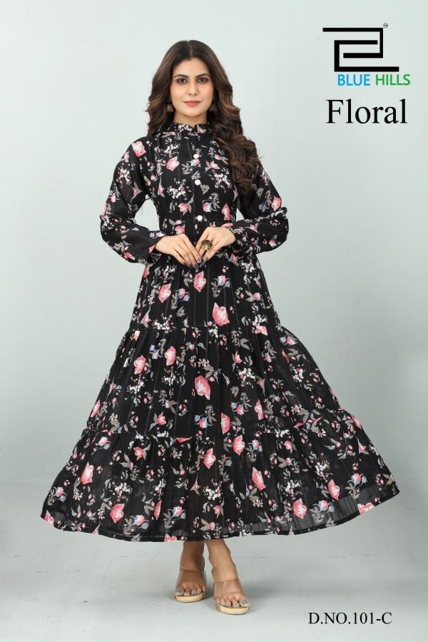 Blue Hills Floral Classy Designer Long Kurti Collection